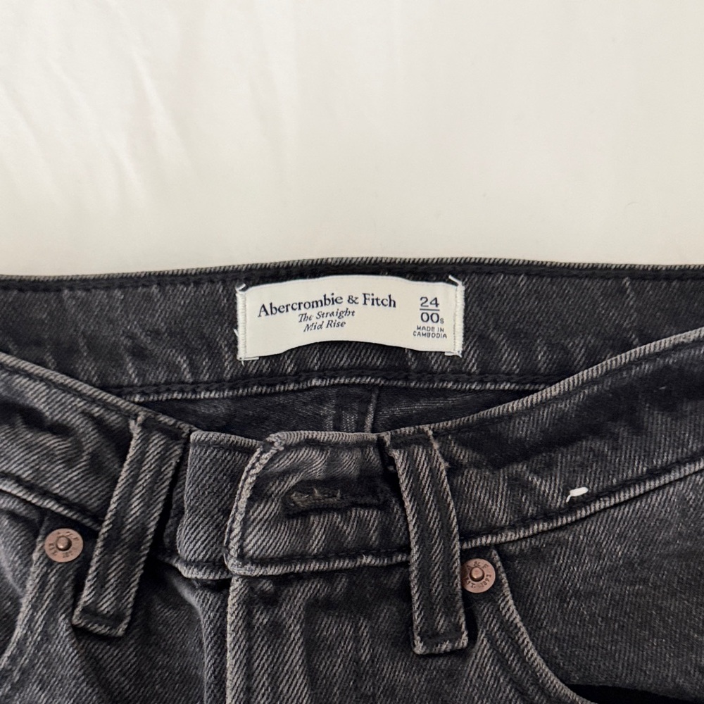 Abercrombie & Fitch The Straight Mid Rise Black Denim Jeans